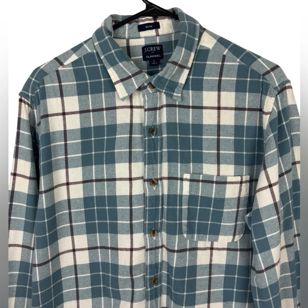 J Crew Mercantile Slim Fit Men’s Flannel Shirt Casual Fall Size Large Plaid